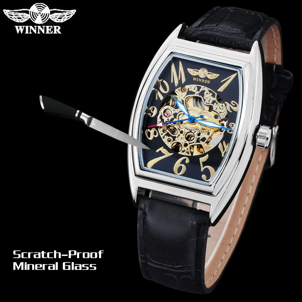 Часы скелетоны Мужские механические с кожаным ремешком|leather band watch|band modelleather