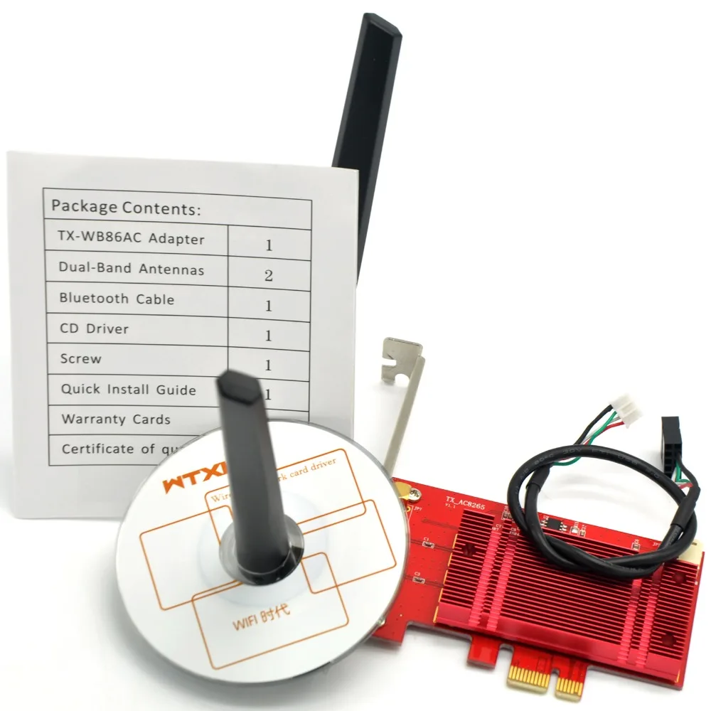 WTXUP для Intel 8265ac 802.11AC 867 Мбит/с 8265 беспроводной PCi E WiFi адаптер PCI Express настольная