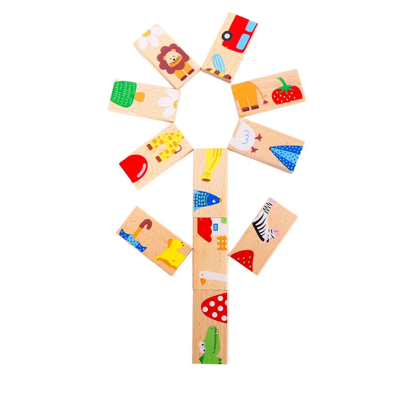 Детские деревянные игрушки настольная игра высокого качества 28 штук бука домино