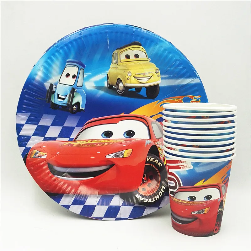 20 шт./компл. Disnty Lightning Mcqueen пластина/чашка для дня рождения украшения 95 Автомобили вечерние принадлежности для мальчиков принадлежности для тематической вечеринки