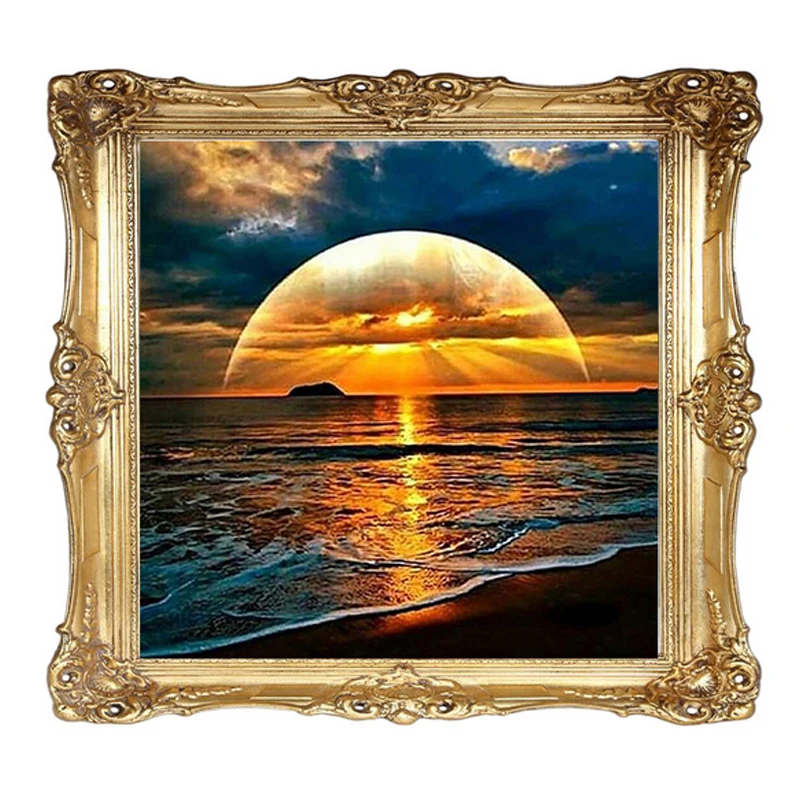 Diamond Painting Cross Stitch Sunset Water Shadow Scenery Home Decor Full Rhinestone Mosaic DIY Embroidery | Дом и сад