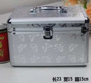 23cm Косметичка из алюминиевого сплава, органайзер для косметики, косметичка, органайзер, дорожная сумка, портативная Подарочная коробка, макияж, профессиональная косметика - Цвет: 23cm