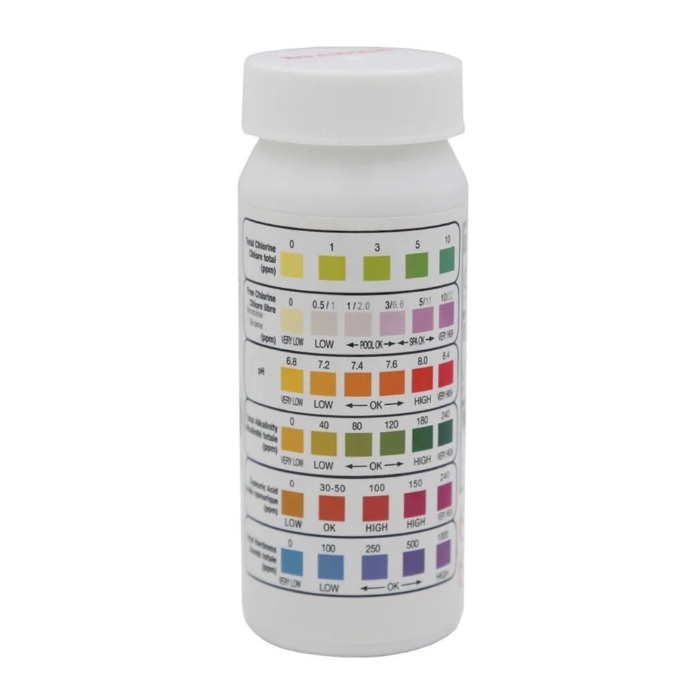 50Pcs 6 In 1 Swimming Pool SPA Test Strips Chlorine pH Alkalinity Water Hardness Testing Tool Spa water Strip | Спорт и развлечения