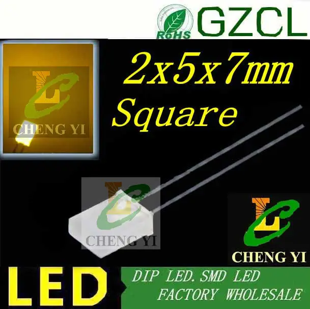 Хорошее качество желтый 257 светодиод квадрапосылка белый диффузный 585-595nm 2 0-2 5 в (CE