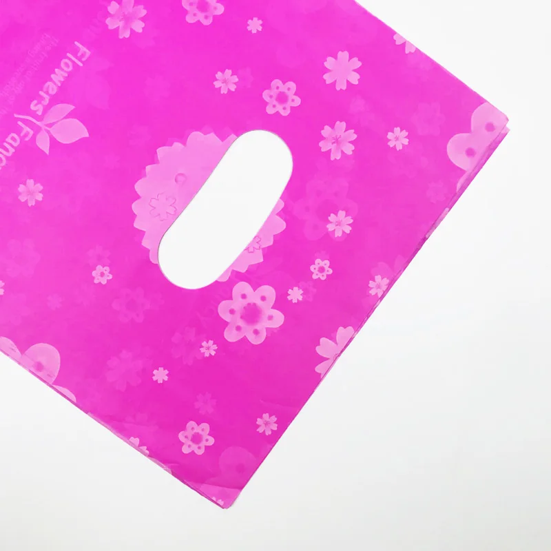 50 шт фиолетовый/ярко розовый цветок пластиковые подарочные пакеты бутик вектор