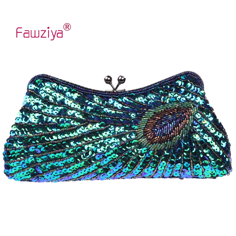 Женская сумка для коктейлей Fawziya с перьями павлина и блестками|bag f|f bagparty bags |