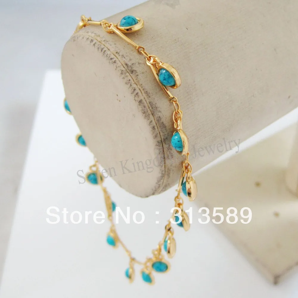 Набор сережек с великолепными синими камнями желтое золото GP верхний слой