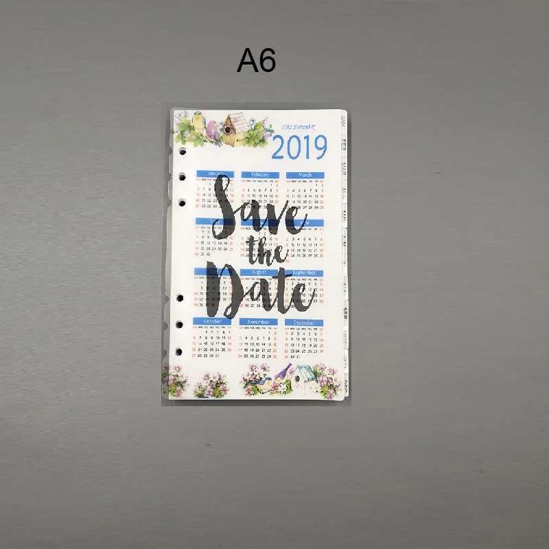 2019 Bird A6 Refill Lovedoki, ежедневник, ежемесячный планировщик, заправка, точечная сетка для Filofax, спиральный блокнот, наполнитель, бумага, школьные подарочные канцелярские принадлежности - Цвет: 2019 Bird A6 Refill