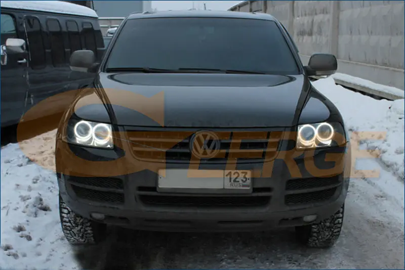 Для Volkswagen VW Touareg 2004 2005 2006 2007 галогенная фара RF Bluetooth контроллер многоцветный RGB комплект светодиодов «глаза ангела»