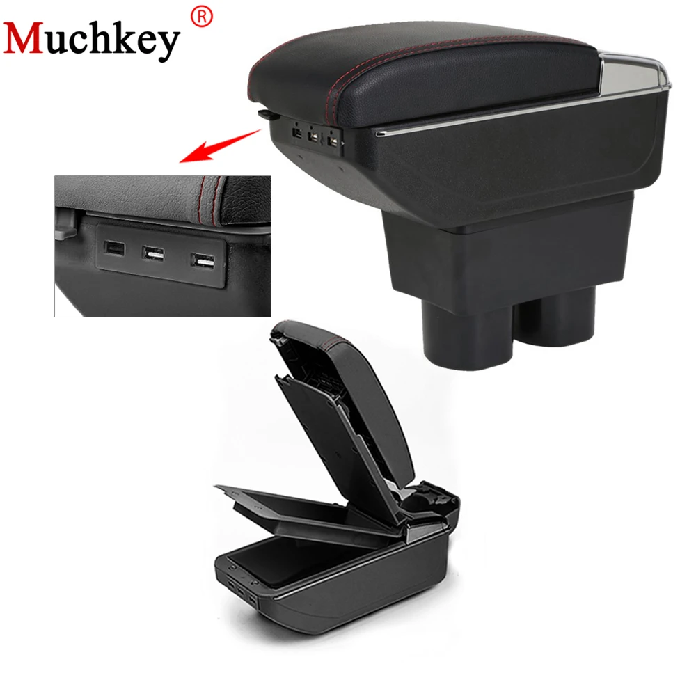 

For Nissan Tiida 2005 To 2014 Car USB Armrest Box Center Storage Box With Cup Holder Ashtray Stowing Tidying Arm Rest Rotatable