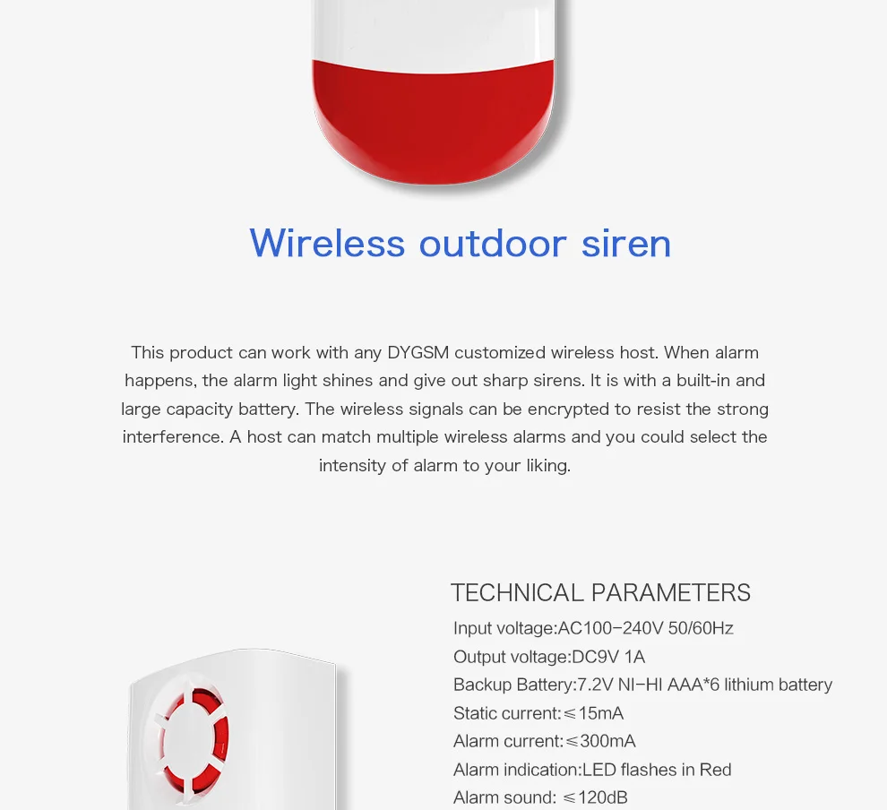 Беспроводная водонепроницаемая внешняя вспышка светодиодный стробоскоп наружная сирена для дома GSM сигнализация