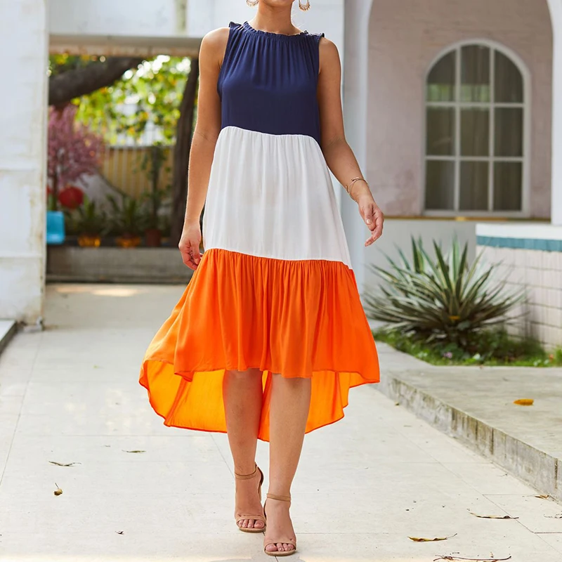 Женское летнее платье 2019 повседневные свободные пляжные платья без рукавов