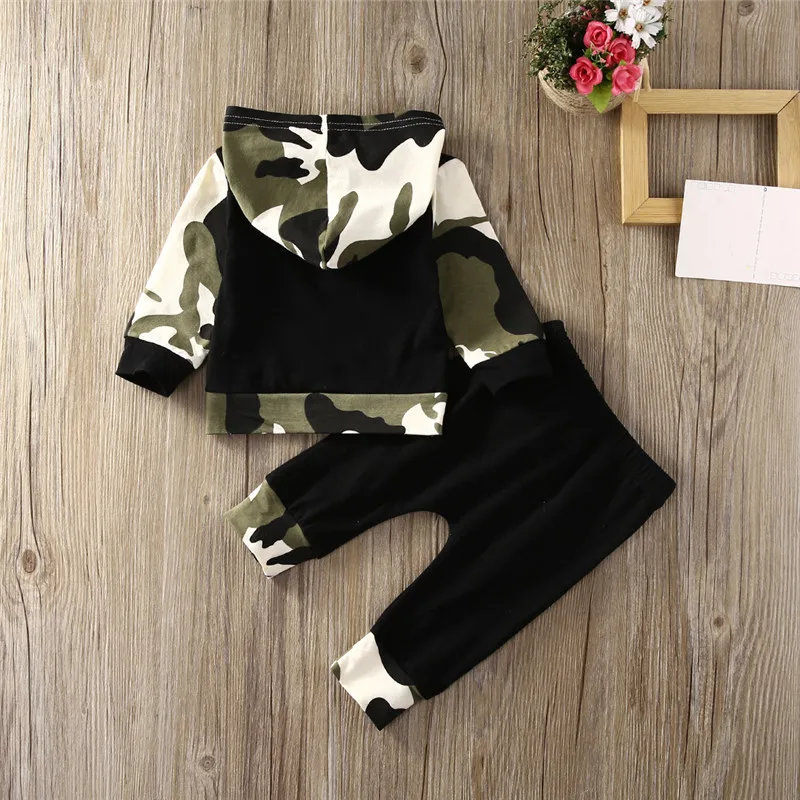 

2018 Spring style Toddler infant clothes baby clothing sets Baby Boys Camouflage Hoodie Tops Long Pants 2Pcs Outfits Set Clothes