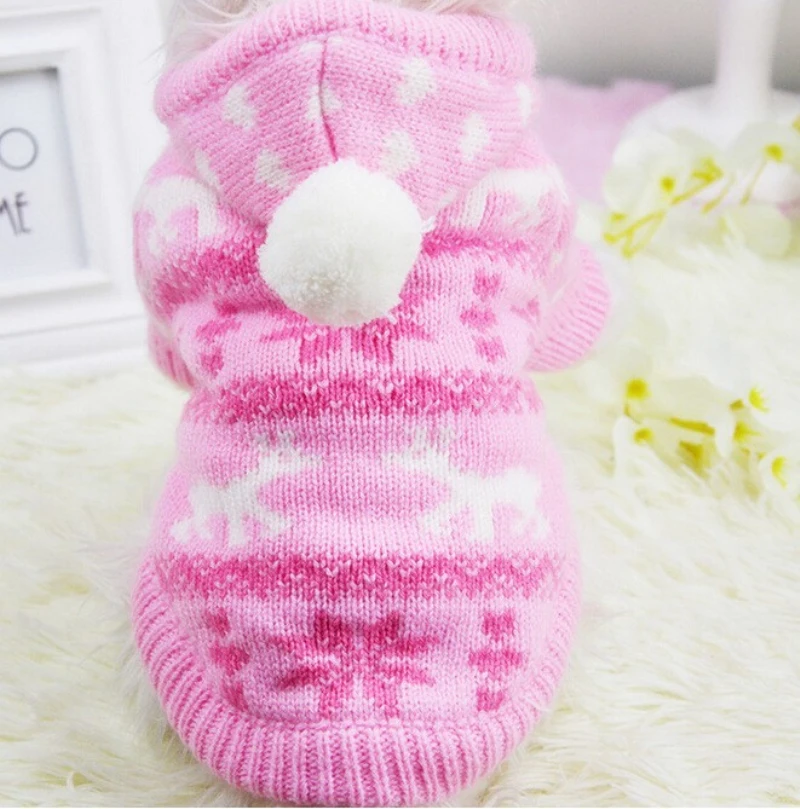 Новейшая зимняя одежда для маленьких собак с капюшоном шерстяной свитер костюм