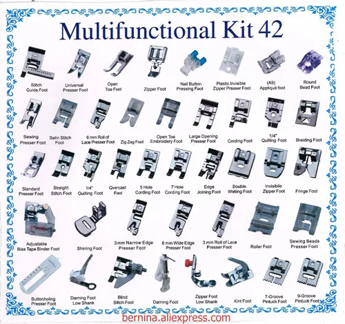 42pcs gift needle 8/32/42/52 шт. Домашняя швейная машина прижимная лапка комплект для Brother Singer Janome pfaff аксессуары для швейной машины - Цвет: 42pcs gift needle