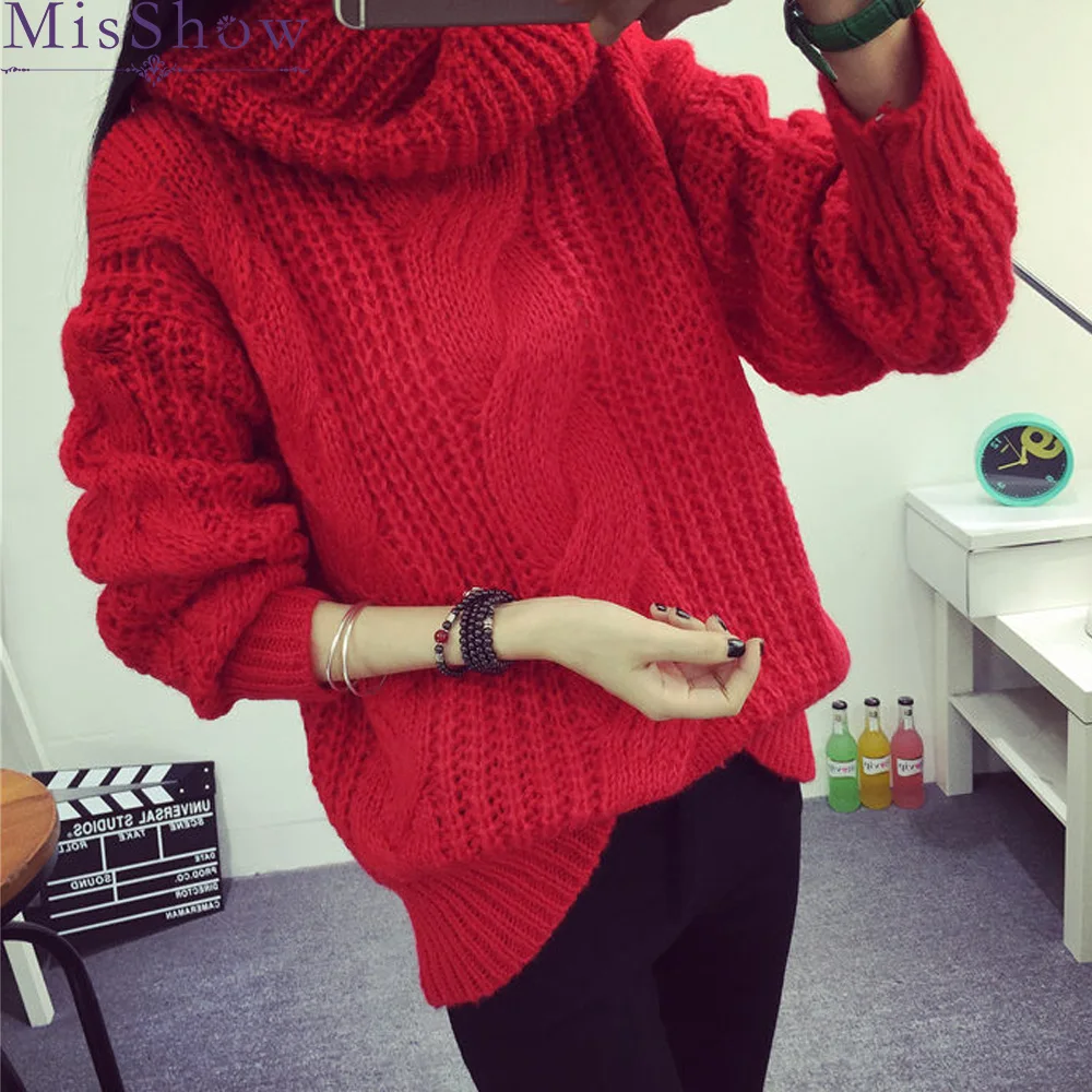 в наличии Женские свитера Толстые теплые водолазка женская 2018 Зимние женщины