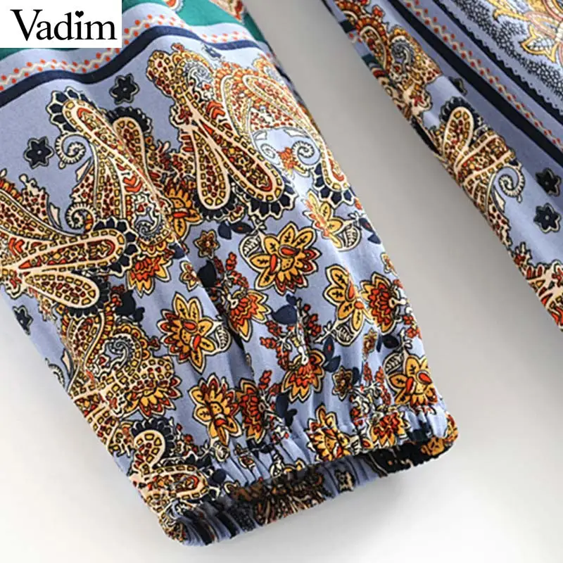 Вадим Женские винтажные печати до середины икры платье квадратный воротник