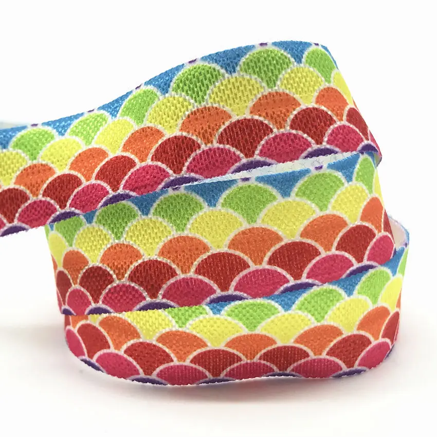 Радуга в виде рыбьей чешуи печати на голову эластичная повязка для головы с 16 мм