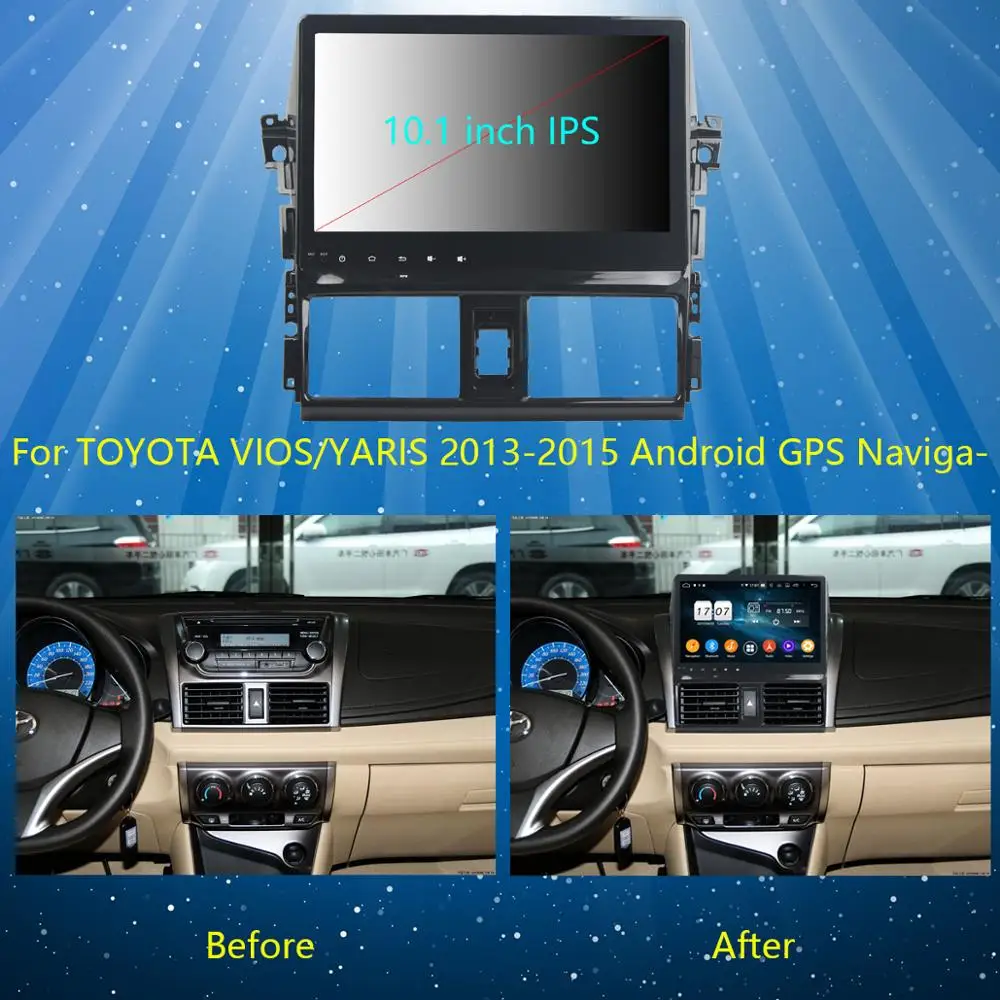 Мультимедийный проигрыватель для Toyota Vios Yaris L 10 1 9 0 дюйма IPS Android 2013 8 ядер 4 Гб + 64 ГБ
