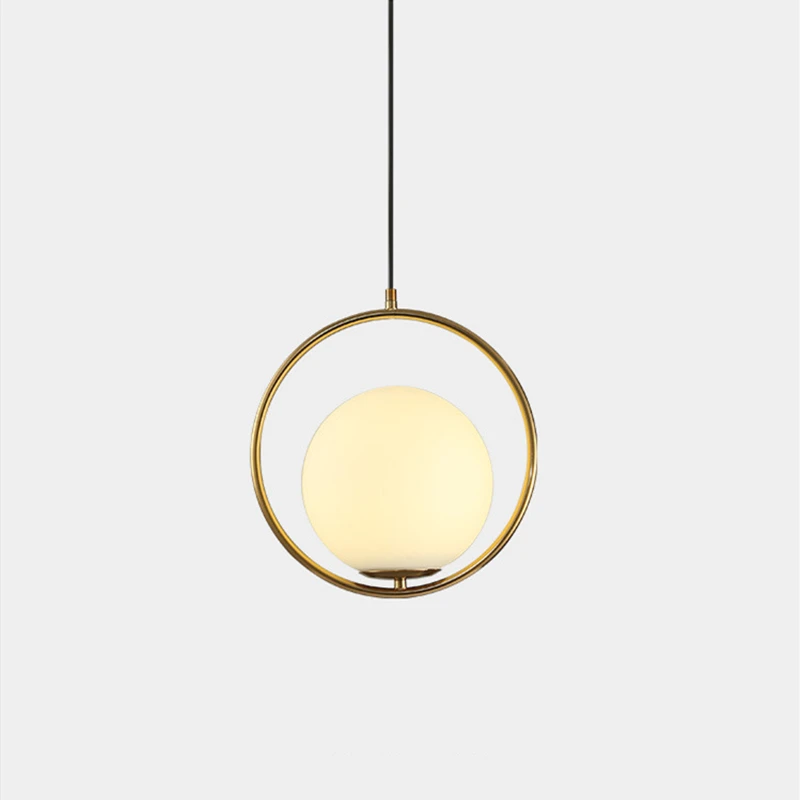 Подвесной светильник из латуни и белого стекла для спальни столовой|Подвесные