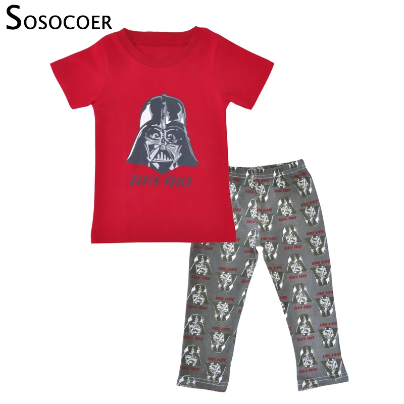 

Комплект одежды SOSOCOER для маленьких мальчиков, футболка с рисунком Черного Воина, штаны, детский пижамный комплект, комплект детской одежды ...