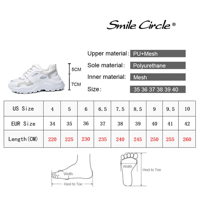 Женские кроссовки Smile Circle Белые Повседневные на плоской платформе со шнуровкой
