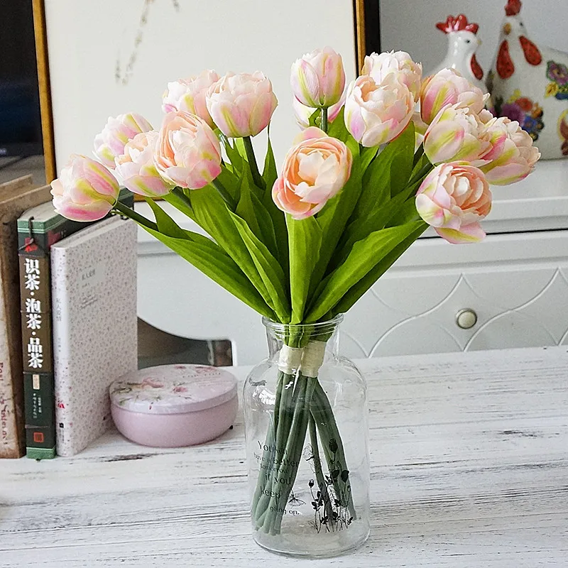 Искусственный цветок, 6 головок, ручная вязка, французские тюльпаны, украшение для дома, искусственные цветы, украшения для свадебной фотосъемки, праздничный подарок