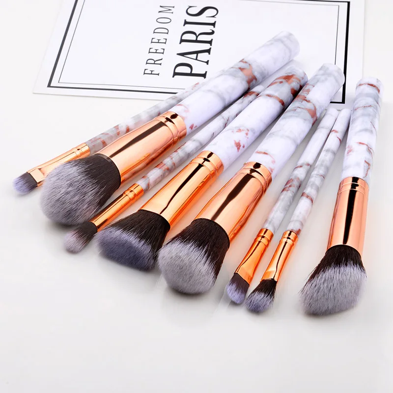 8pcs gold FLD 10 шт./8 шт. Профессиональный набор кистей для макияжа инструменты пудра основа, тени для век, губы подводка для глаз Румяна мраморные Кисточки для макияжа - Handle Color: 8pcs gold