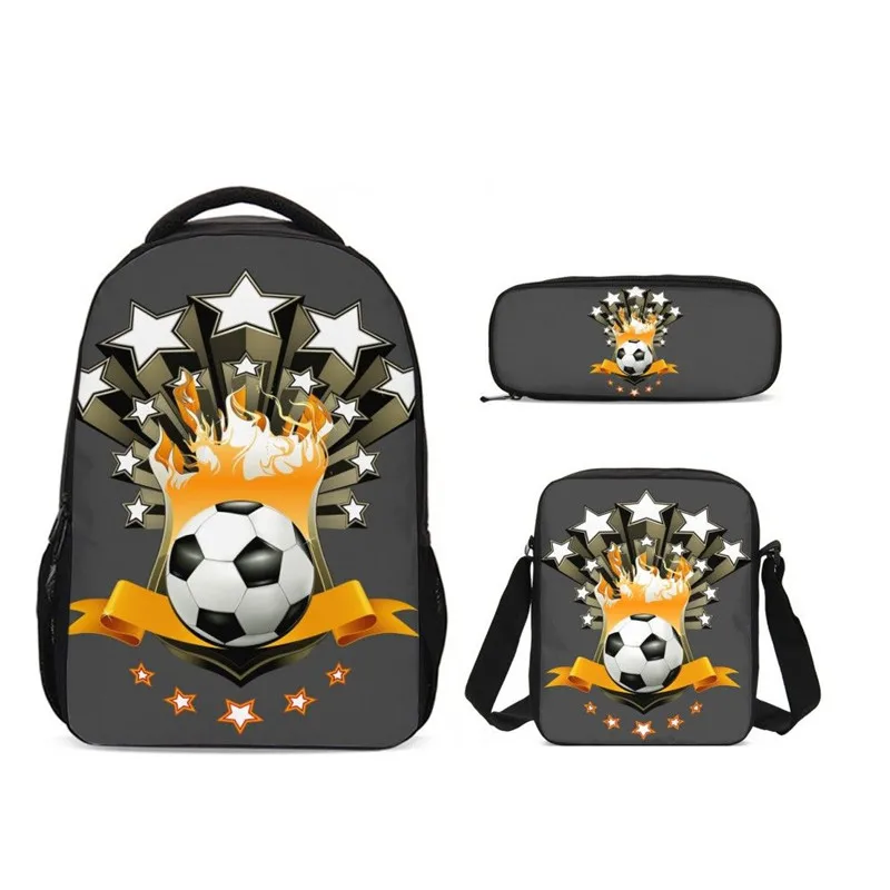 

3Pcs/Set Portfolio School Bags For Boys Girls Cool Football 3D Printing Backpacks Kids Bookbag Rugzak Satchel Mochila Escolar