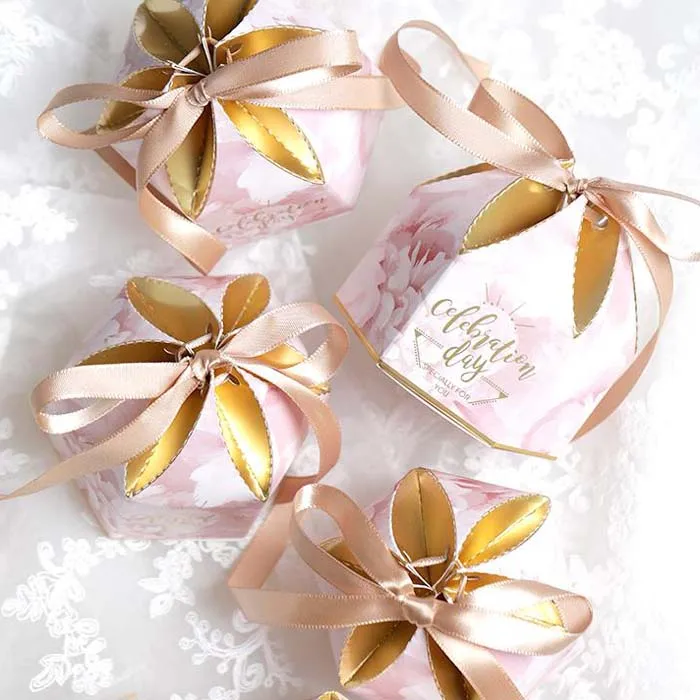 50 шт. белый/розовый свадебный сувенир коробки Baby Shower Подарочная коробка День
