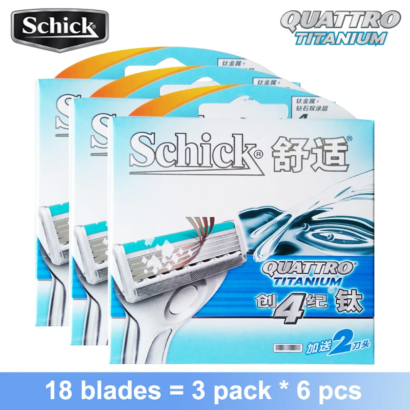 18 blades/lot New Original Schick Genuine Quattro Titanium comfortable replacement Manual razor blade man male