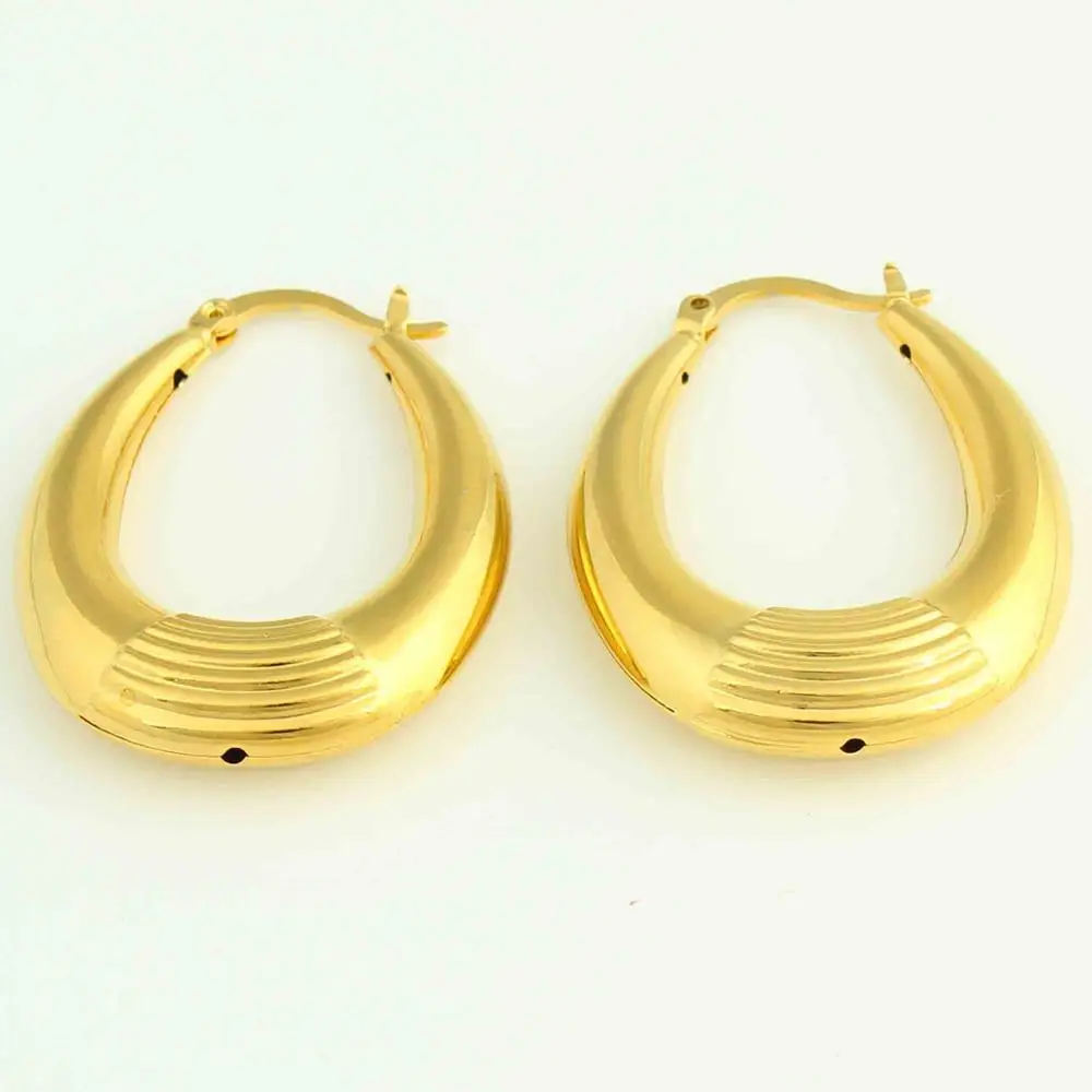 Luxury Gold Oval Earrings for Women/Glrls Color Africa/Arabic/Kenya/India/Middle East Hoop Earring Wedding Jewelry Gifts | Украшения и
