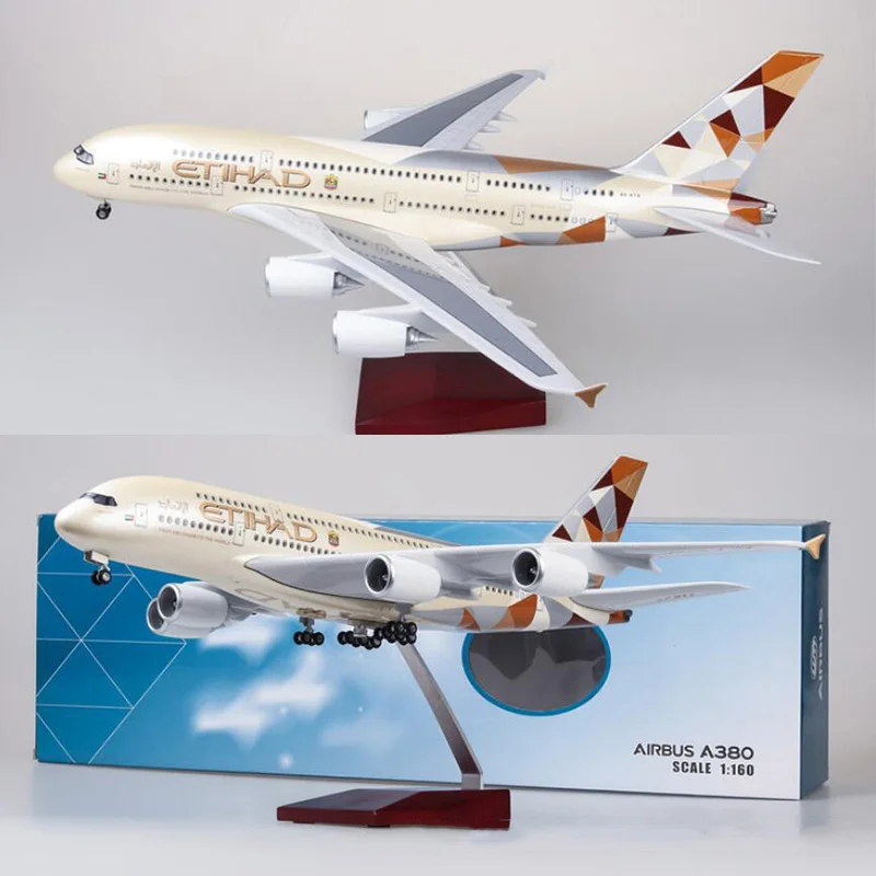 50 5 см 1/160 масштаб самолет Airbus A380 ETIHAD авиакомпания Модель W светильник и колеса