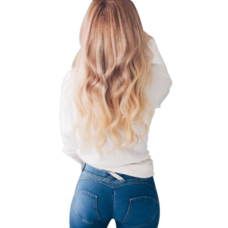 LightBlue Женская одежда, узкие длинные джинсовые узкие брюки с эффектом пуш-ап, повседневные сексуальные эластичные штаны с высокой талией, 4 цвета, женские брюки, джинсы для женщин - Цвет: LightBlue