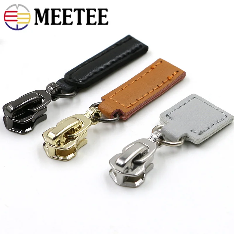 Meetee 10 шт 20-40 мм кожаная молния головной ползунок Съемник DIY сумка украшение кулон