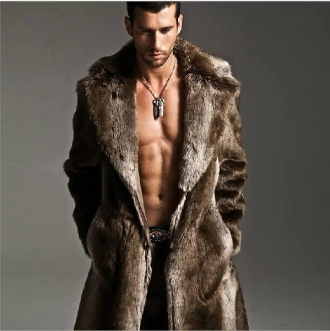 Мужские зимние осенне-зимние меховые пальто из искусственного меха больших