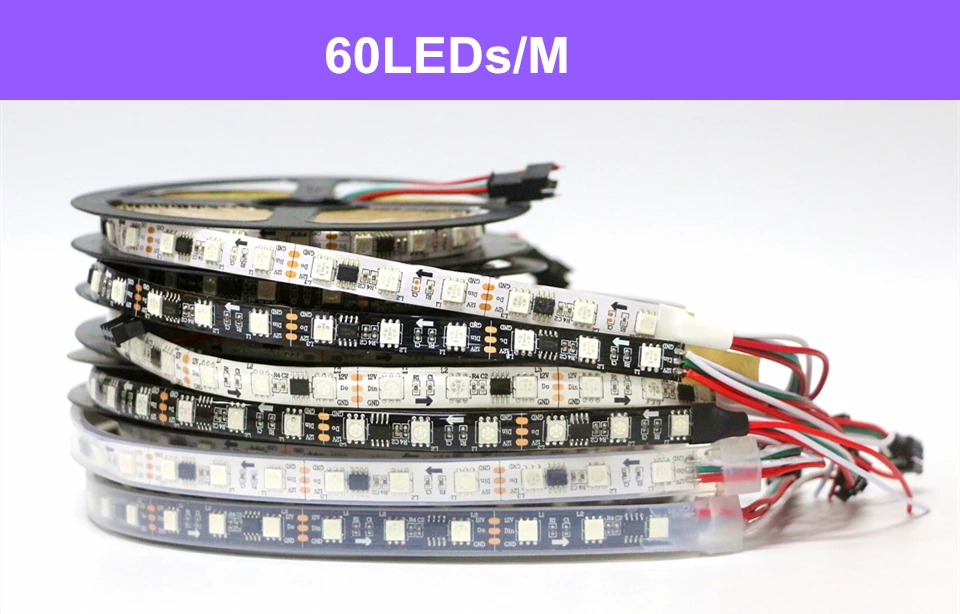 Полноцветная Пиксельная Светодиодная лента WS2811 5050 RGB черная/белая печатная плата