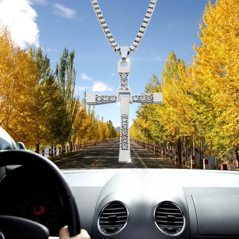 Автомобильный кулон Модные алмазные крест религиозные украшения авто зеркало