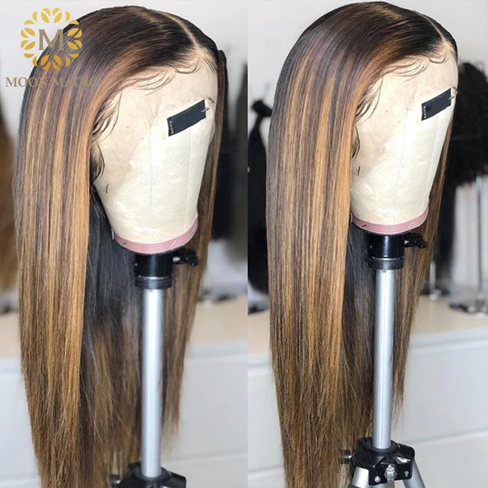 Ombre 1b/27 парики из натуральных волос на кружеве прямые волосы 13x6 бесплатная часть