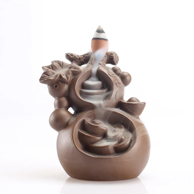 T Gourd держатель для дыма ладана горелка Лотос керамический чайный домик украшения