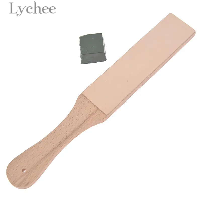 Lychee Leather Sharpening Strop Polishing Wax Knife Sharpener Set Crafts Tools Supplies | Дом и сад