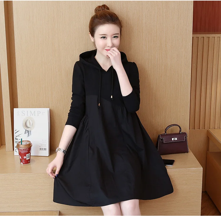 Женская свободная рубашка с капюшоном Повседневная Длинная футболка длинными