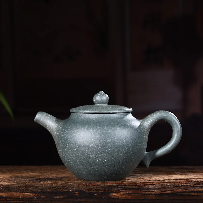 

Yixing purple clay pot genuine hand-made green mud lantern pot Kungfu teapot teapot gift set wholesale
