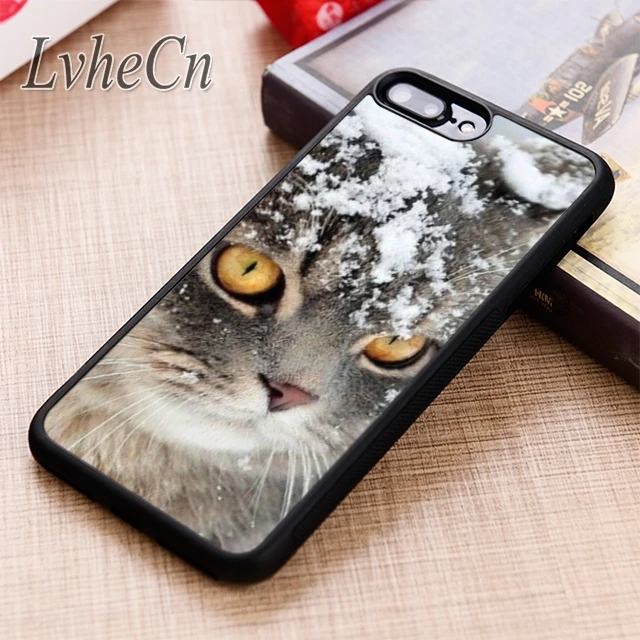 Чехол для телефона LvheCn с кошачьими глазами снежный красивый котенок iPhone 5 6 6s 7 8 plus