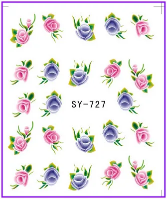 6 упак./лот блеск переводка NAIL ART наклейки на ногти цветок Роза в форме тюльпана от