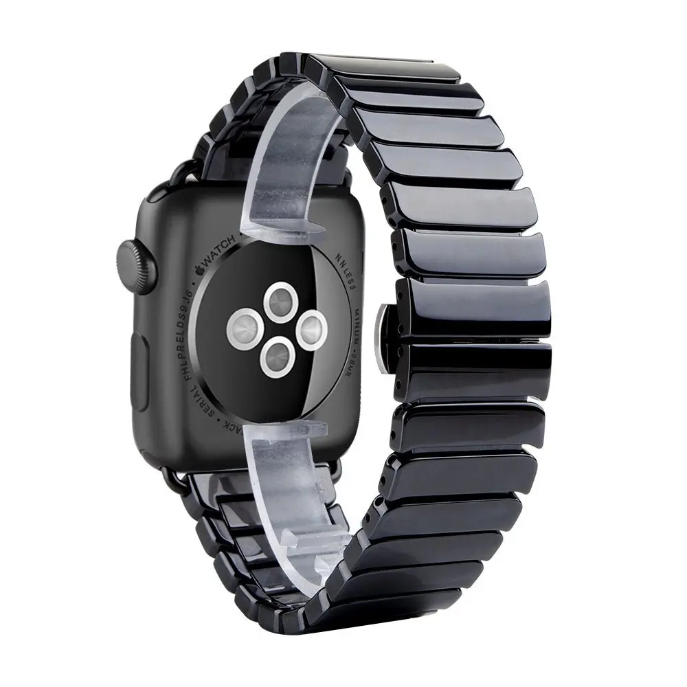 Керамический ремешок для часов Apple Watch регулируемый с пряжкой бабочкой серии 1 2 3