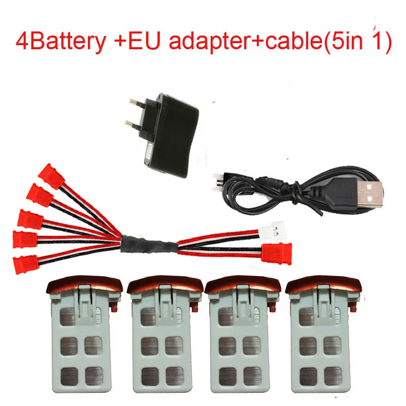 4battery EU adapter Syma X5UW Syma X5UC Радиоуправляемый квадрокоптер емкость батареи 3,7 в 850 мАч Lipo аккумулятор Радиоуправляемый Дрон и зарядное устройство кабель 5-1 - Цвет: 4battery EU adapter