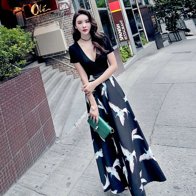 Японское платье туника с глубоким v образным вырезом Элегантное летнее пляжное