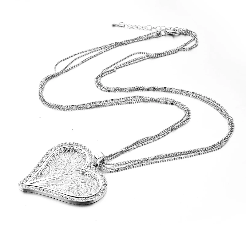 Женское длинное ожерелье с подвесками на цепочке ATTRACTTO Серебряное сердце дерево