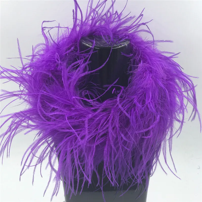 Красивые 2 м естественный фиолетовый страусовых перьев Boa качество пушистым боа